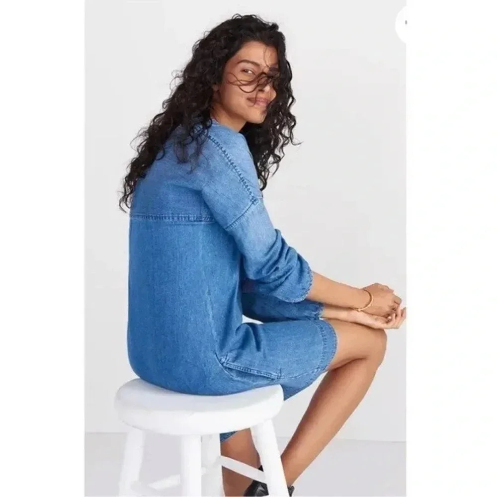 Madewell | Denim Artiste 3/4 Sleeve Tasseled Tunic Top/Dress Size XS